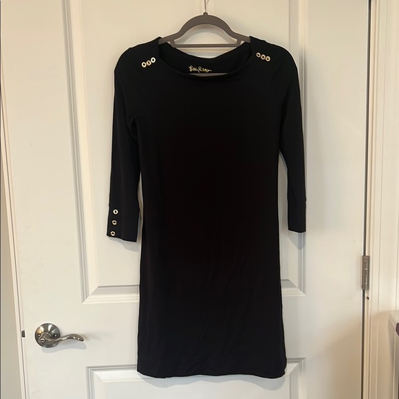 Lilly Pulitzer Dresses & Skirts - Lilly Pulitzer Black Sheath Dress with Embellished Bateau Neckline